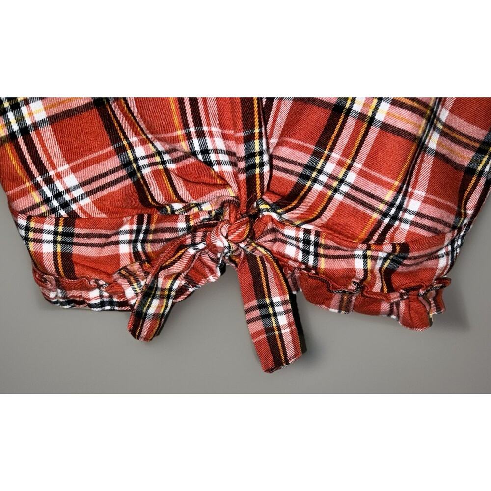 Plaid Flannel Pullover Top - Burnt Orange Fall Style w/ Accent Zipper - Sz S - Picture 3 of 9